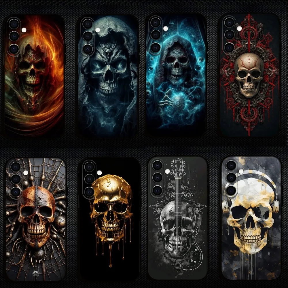 

Skeleton Heads Phone Case For Samsung Galaxy A73/A72/A71/A70/A53/A52/A51/Others Soft Black Shell