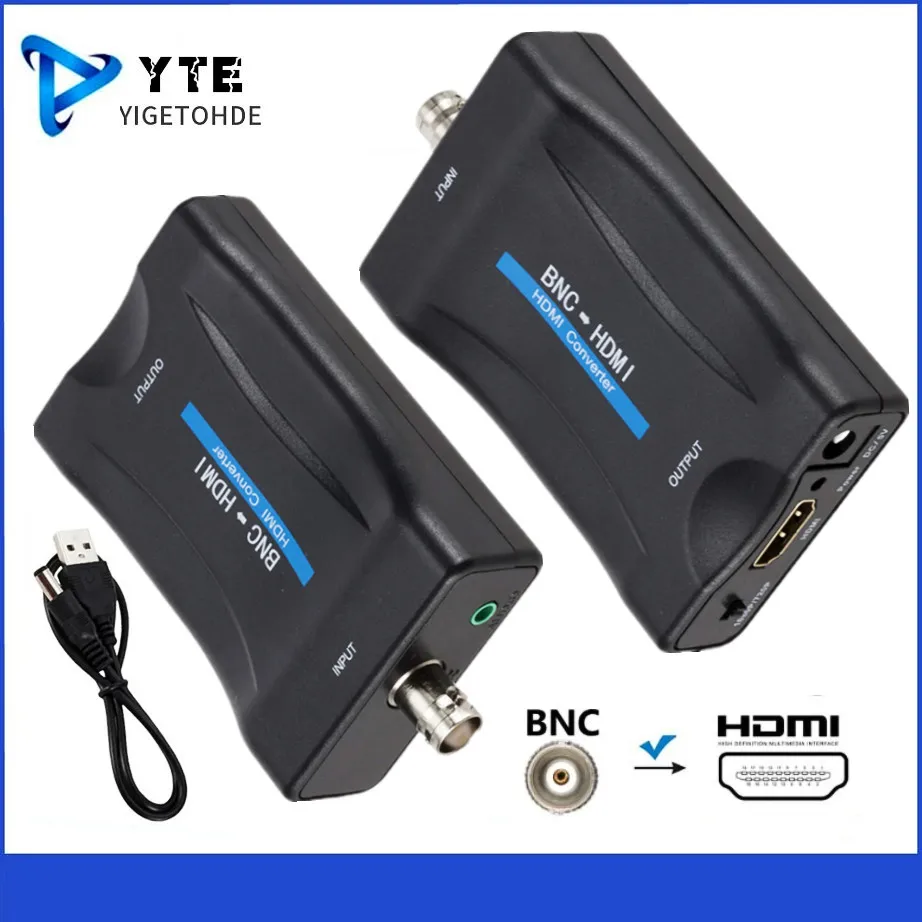 

BNC to HDMI Converter 720P/1080P Video Adapter - BNC to HDMI Surveillance Monitor Signal Converter with USB Power for DVD/TV/PC