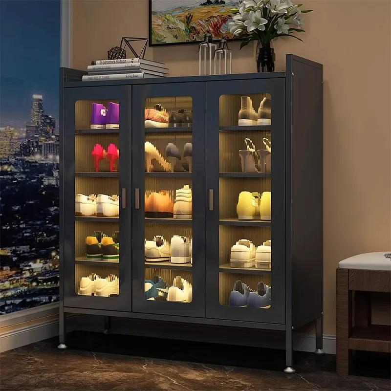 Steel Large Shoe Cabinet Reinforced Frame Easy to Use Load Bearing Compact Size Non-Slip Feet Versatile Use Easy to Clean