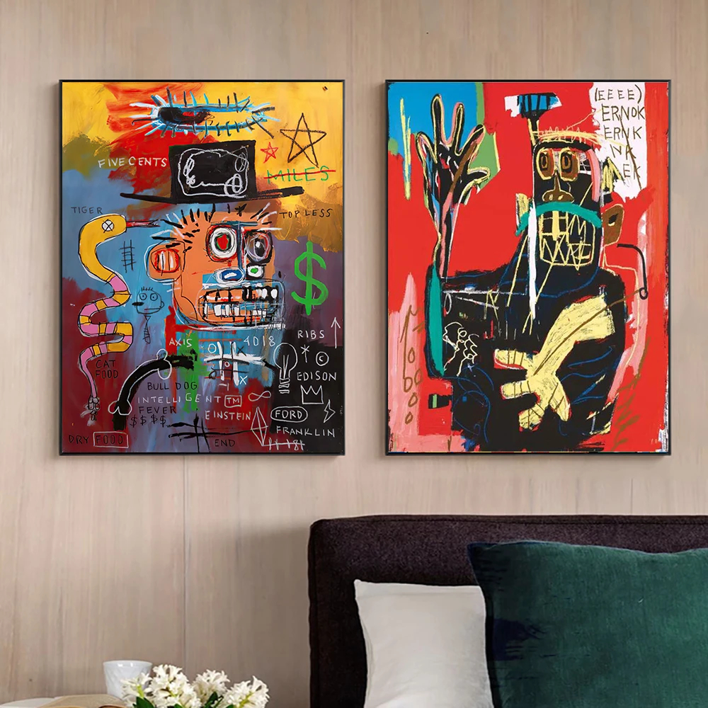 مجردة الكتابة على الجدران الفن جان ميشيل قماش لوحات المشارك والمطبوعات صور فنية للجدران لغرفة المعيشة ديكور المنزل