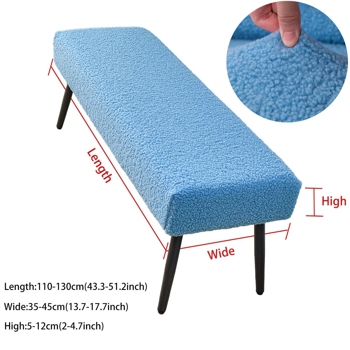 Stretch Teddy Fleece Bench Cover Soft Sherpa Dining Bench Slipcover All-inclusive Removable Furniture Protector Accent Cushion