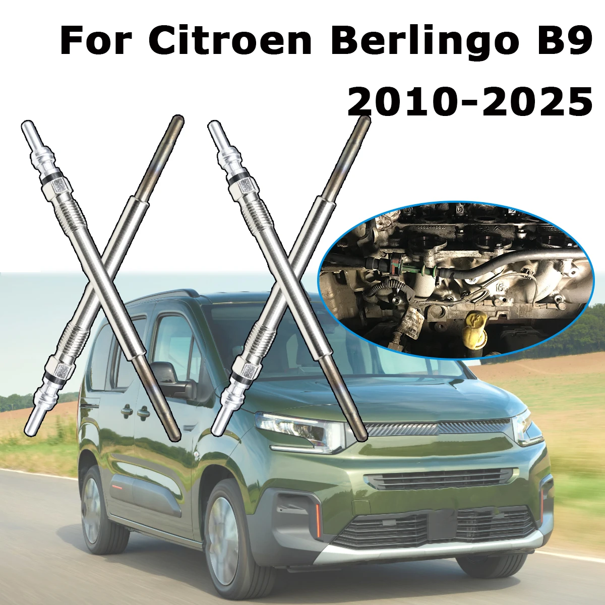 

4 шт. никелированных свечей накаливания для дизельных отопителей 5В, для 1682276, 1703269, 1824690, 9683195280, для Citroen Berlingo B9 2010-2025 1.6 HDi