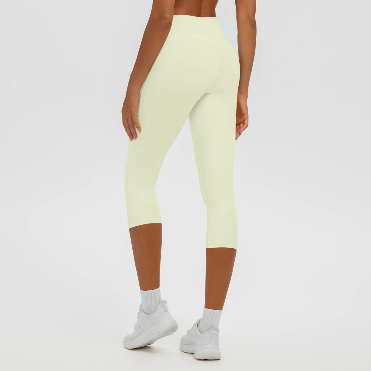 Damen-Yoga-Hosen in mittlerer Länge, einfarbig, mit hoher Dehnbarkeit, Damen-Leggings, Capri-Hosen, für Sommer, Sport, Fitnessstudio, Outdoor-Aktivitäten, Laufen, Damen-Hosen. – Detail 24