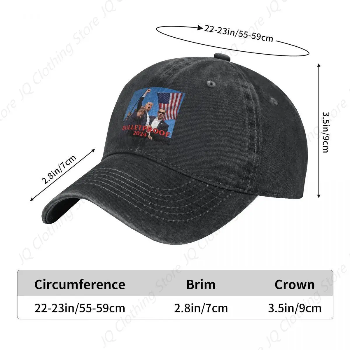 BULLETPROOF TRUMP 2024 Denim Baseball Cap Outdoor Gym Trucker Dad Hat Summer Men Women Casual Designer Snapback Cap