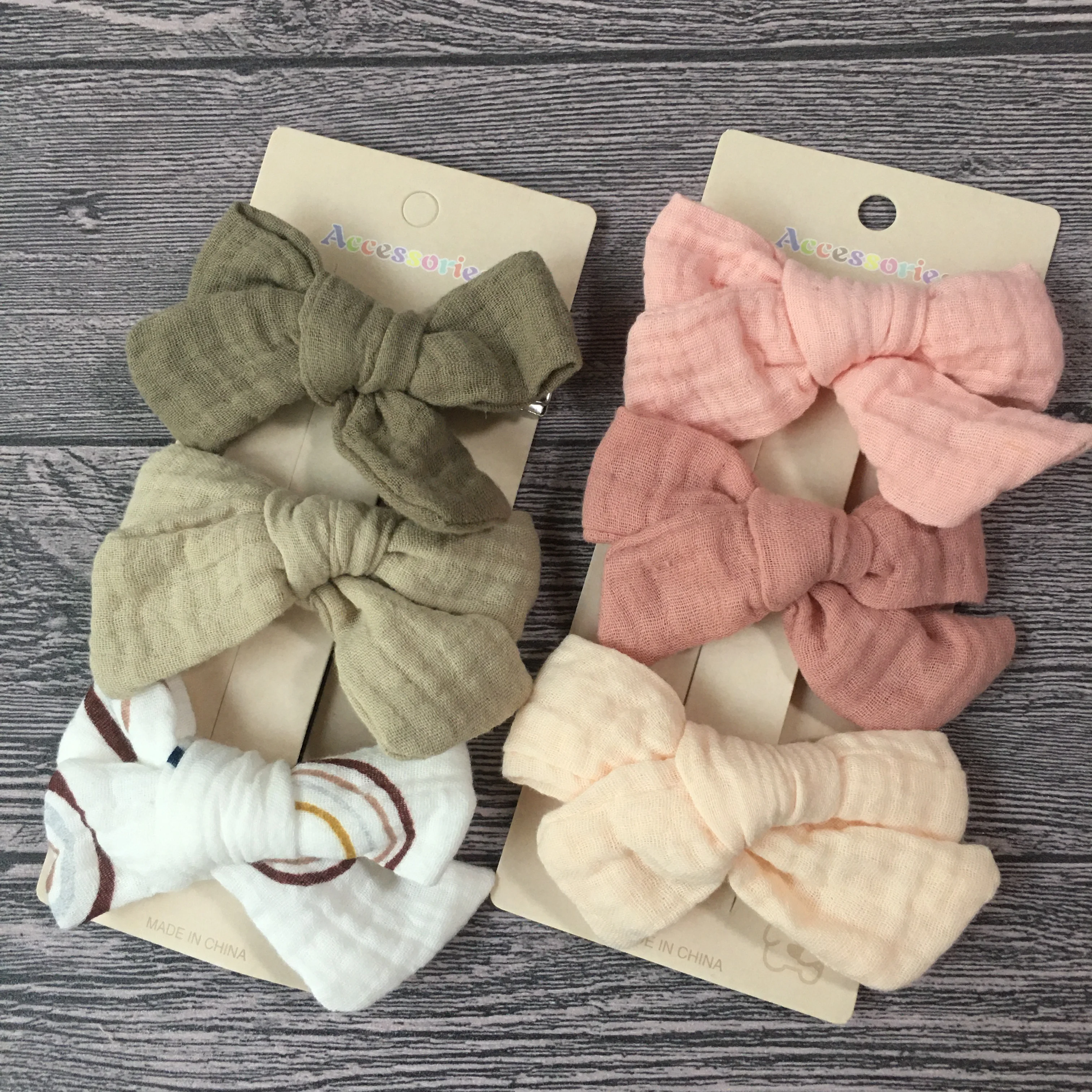 

3Pcs/Set Cotton Baby Bows Hair Clips Girls Bowknot Hairgrips Cute Barrettes Headwear Kids Safety Floral Design Hair Accessories