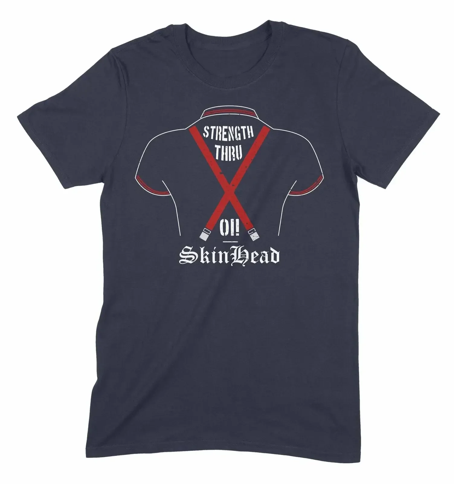 Skinhead Braces Strength Through Oi Mens T Shirt