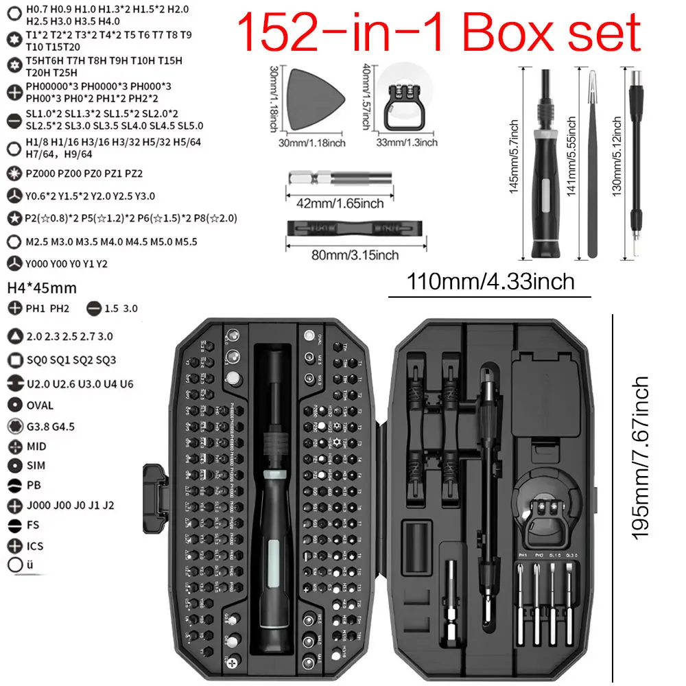 Professional 152in1 Precision Laptop Screwdriver Set T5 T6 Torx Repair Kit Tool Kit Computer Maintenance