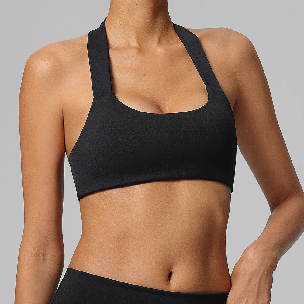 Sports Bra Women Fitness Vest Yoga Tank Sportswear Halter Top High Support Push-up Open Back Gym Wear Running Workout Underwear 6