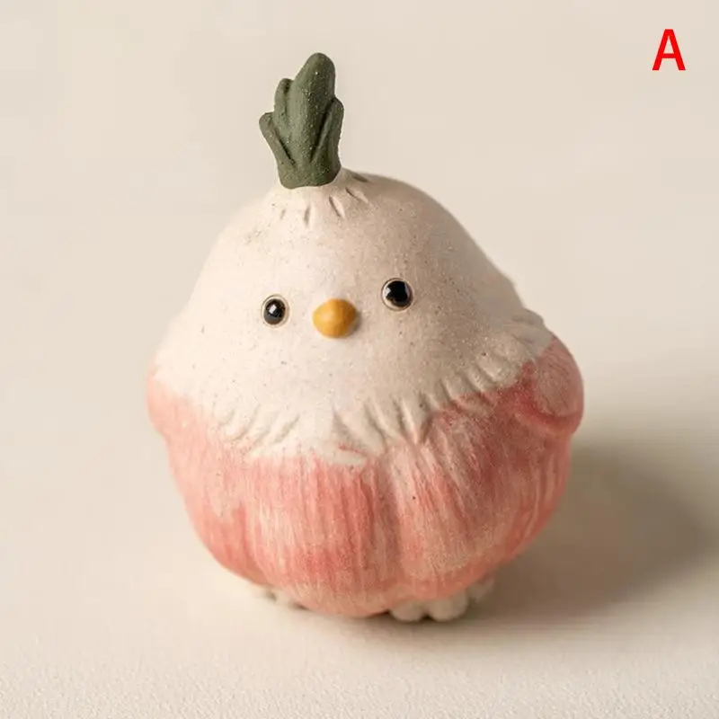 Garlic Bird Tea Pet Ornament Creative Figurine Cute Animal Crafts for Zen Tea Table Home Decor Desk Display Art Gift