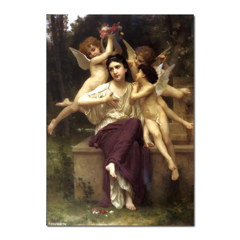 Angels Paintings by William Adolphe Bouguereau art oil Canvas Dream of Spring High quality Hand painted