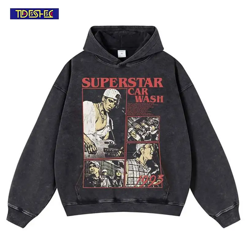 

Винтажная толстовка с капюшоном в стиле Харадзюку в стиле панк с красными буквами и портретным принтом, уличная одежда в стиле хип-хоп, эластичная толстовка, пуловер большого размера с капюшоном