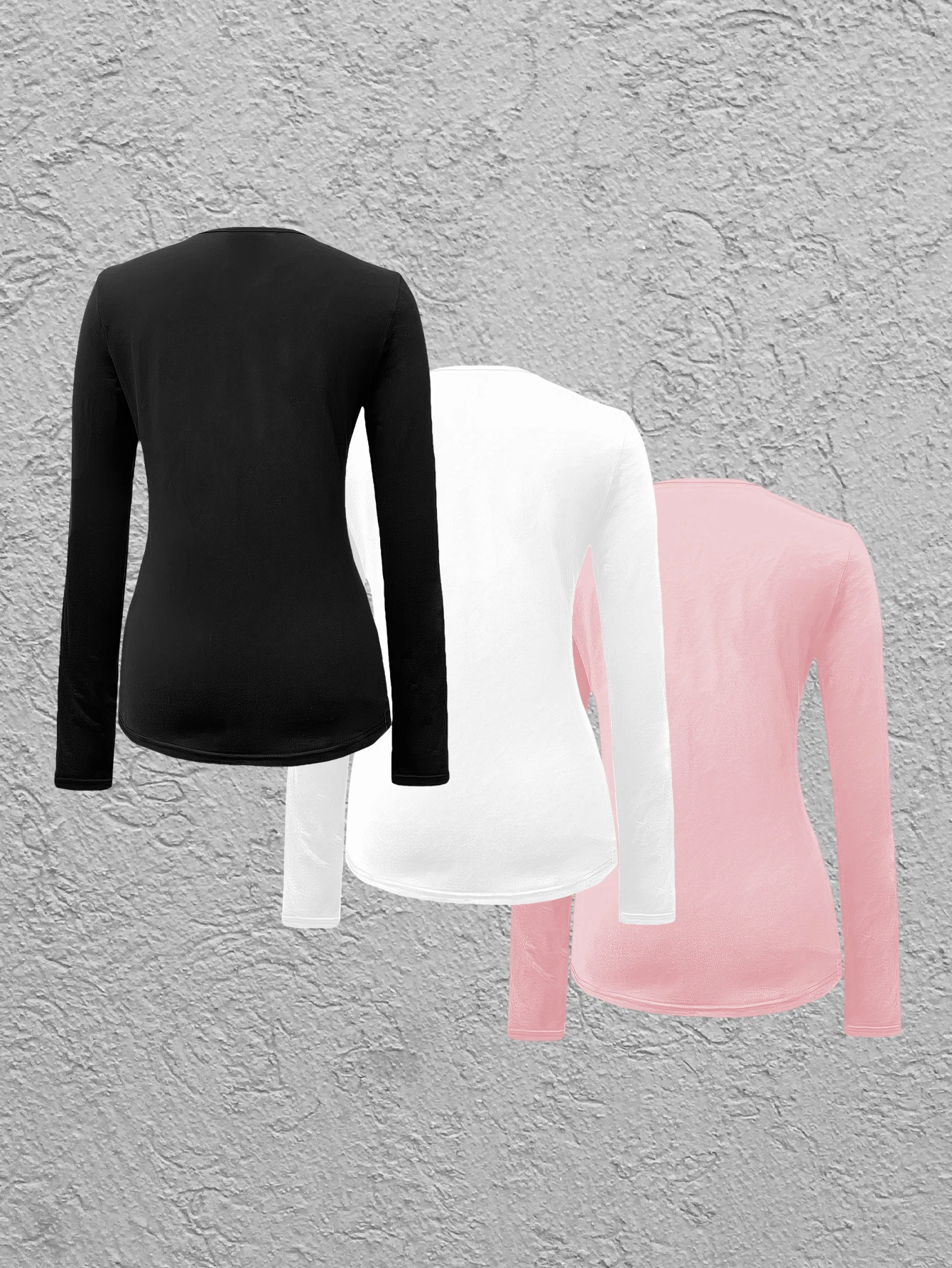 

New style stylish solid color V-neck casual women's T-shirt three-piece set