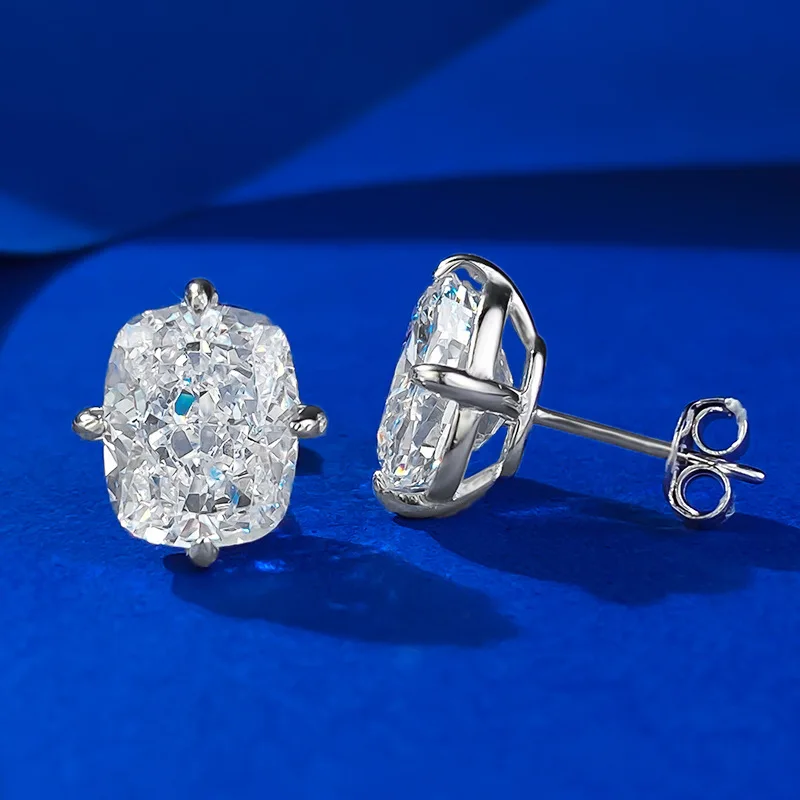 Charm Cushion 3ct Moissanite Diamond Stud Earring 100% Real 925 sterling silver Promise Wedding Earrings for Women Party Jewelry