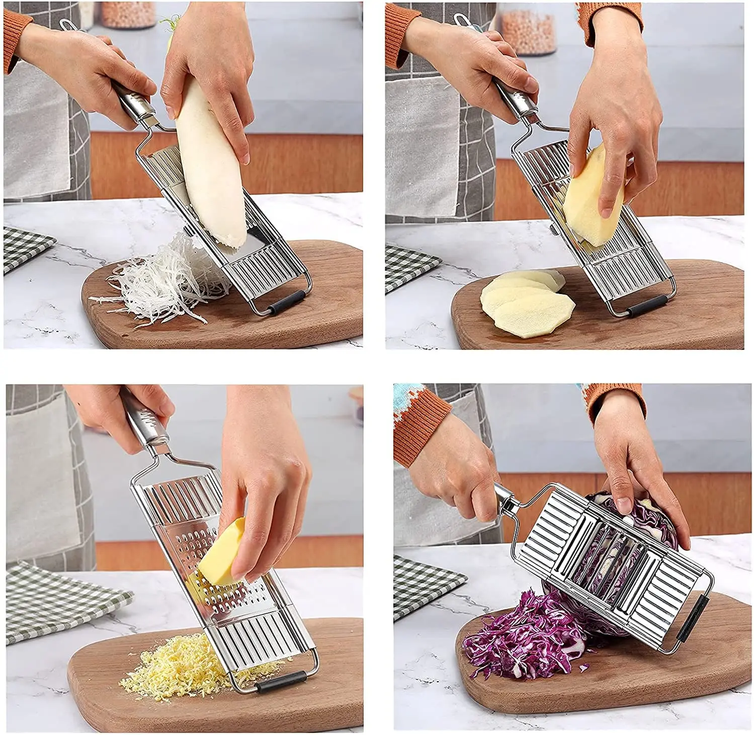 Multipurpose Vegetable Slicer,Adjustable Slicer Cutter Fruit Potato Peeler Carrot Grater Kitchen Accessories