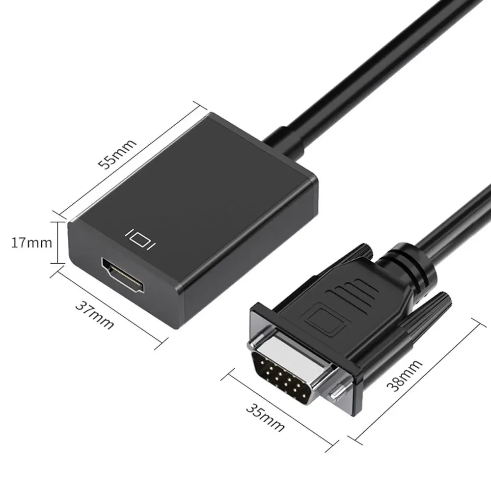 Kabel Adaptor Konverter HD Penuh 1080P Kompatibel dengan VGA Ke HDMI dengan Adaptor HD VGA Output Audio untuk Proyektor PC Laptop Ke HDTV