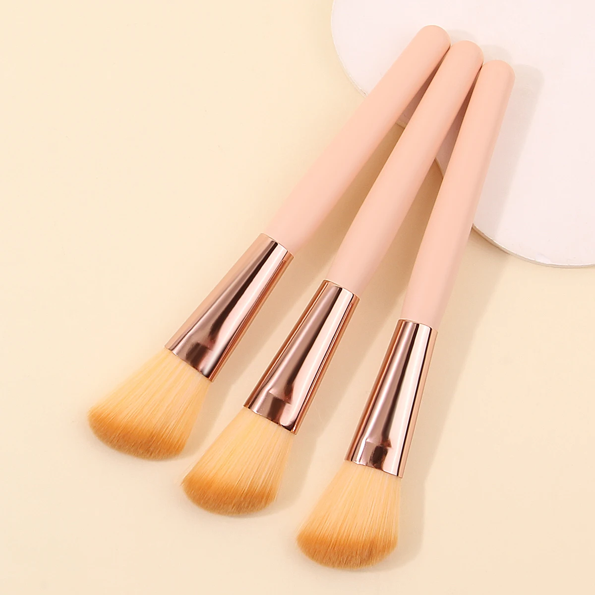 Pennello per trucco viso morbido angolato da 3 pezzi, fard in polvere, pennello per contorno, strumento di bellezza portatile professionale multifunzionale