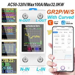 AC50-320V Tuya WIFI Din szyna kompaktowy licznik energii woltomierz cyfrowy amperomierz 100A licznik energii elektrycznej Monitor zużycia energii