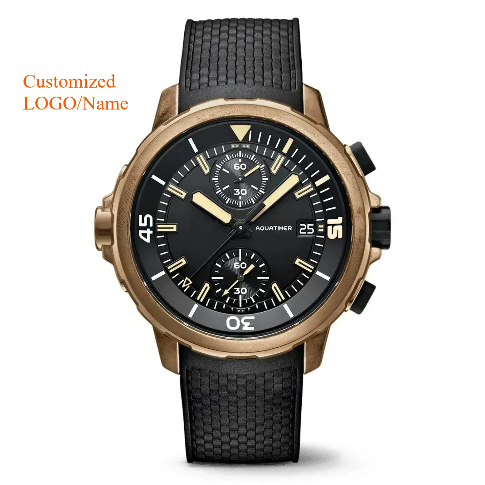 Aquatimer خاص خارجي رجالي VK63 كوارتز ساعة كرونوغراف إطار دوار أزرق أسود ساعات مطاطية مخصصة 44 مللي متر #1