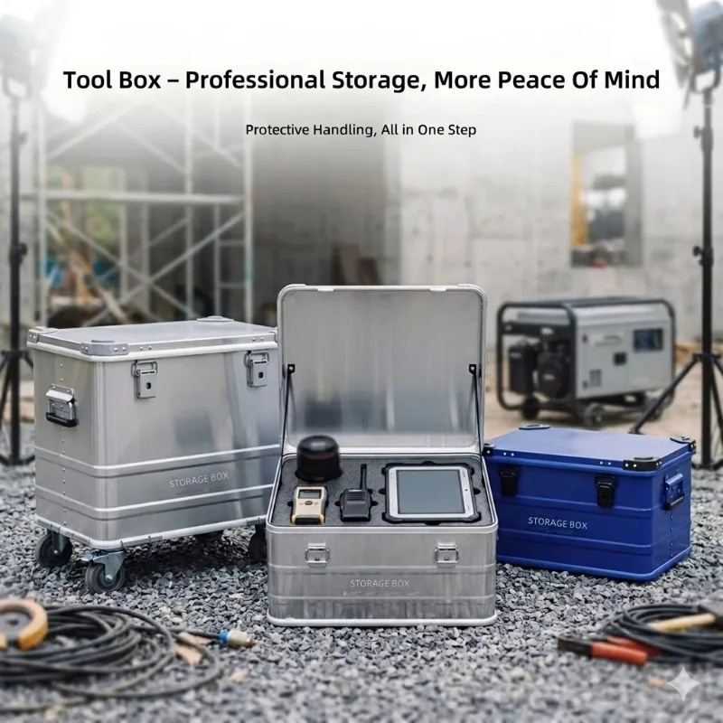Customized Aluminum Alloy Outdoor Storage Box, Moisture-proof and Shockproof Camping Camera Equipment, Car Toolbox with Wheels