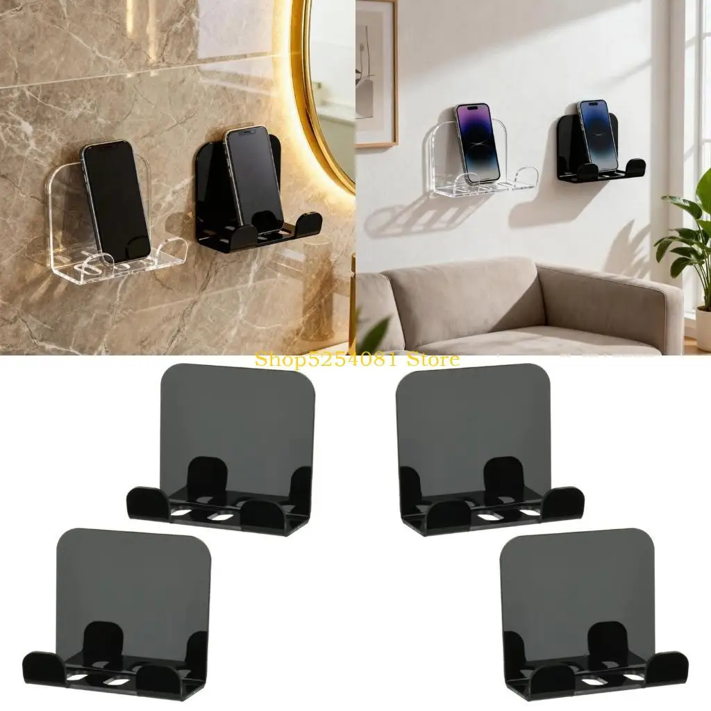 AXYC Pack Of 2 Wall Mounted Cellphone Stand For Bedroom Office Acrylic Organizers Mobile Device Storage Solution