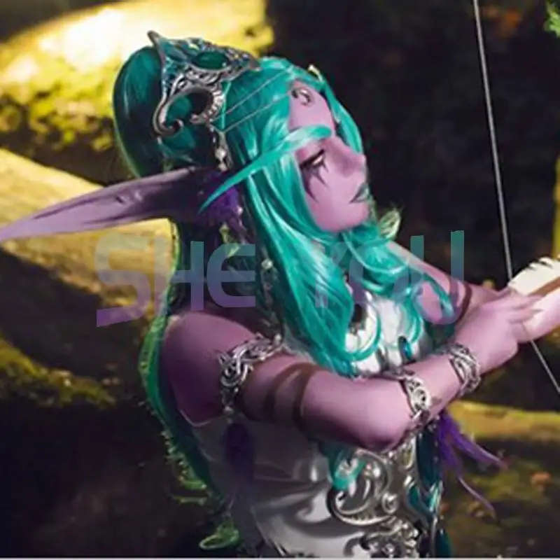 Tyrande Whisperwind Cosplay Costume Wig Heat Resistance Fibre + Cap