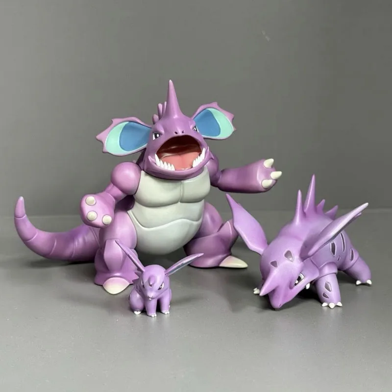 3-częściowy zestaw figurek Pokemon: Nidoqueen, Nidoran, Nidorina, figurka akcji Nidoking, ozdoba kolekcjonerska, dekoracja na biurko, model, lalka, zabawka, prezent