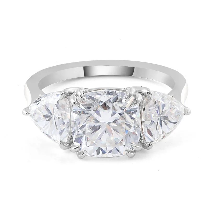 

Кольцо из белого золота Provence 14 карат с тремя камнями и бриллиантом из муассанита 8,5*8,5 мм для женщин, обручальное кольцо в подарок