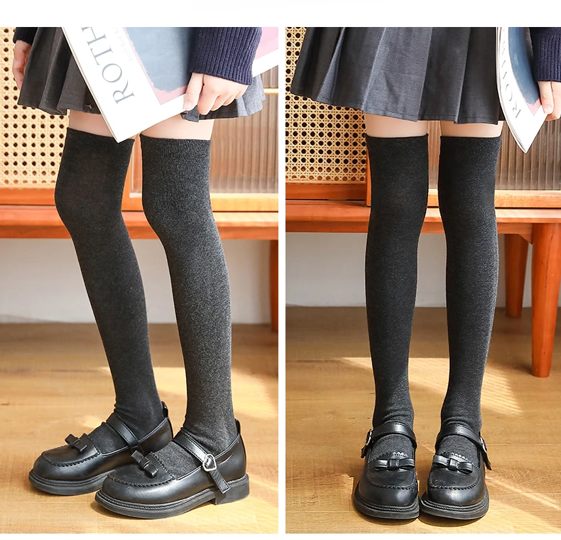 Winter-Herbst Mädchen Weiche Baumwoll-Warme Kniestrümpfe Atmungsaktive Baby-Kinder-Overknee-Socken Hautfreundliche Schüler-Kinder-Langsocken – Detail 7