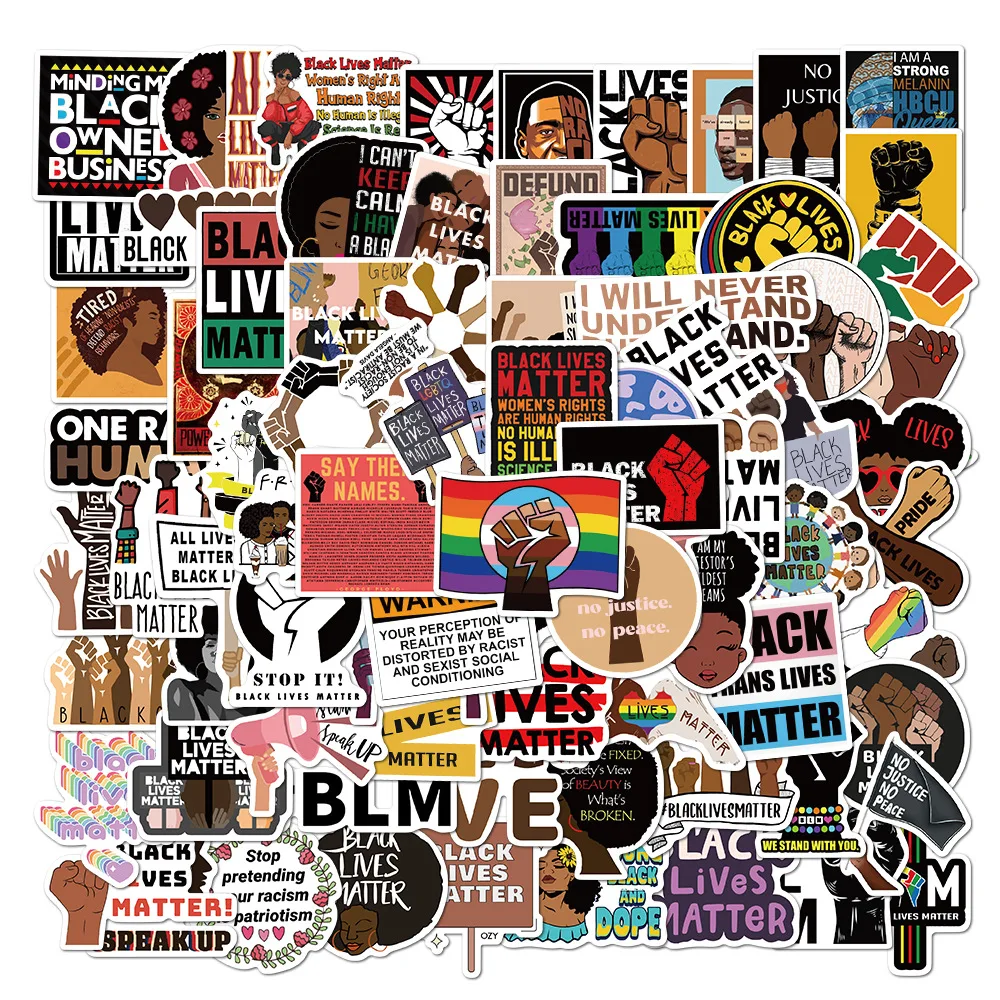 100PCS Black Lives Matter Stickers Graffiti Travel bagagli frigorifero Laptop impermeabile Cool Classic decalcomania Sticker per bambini