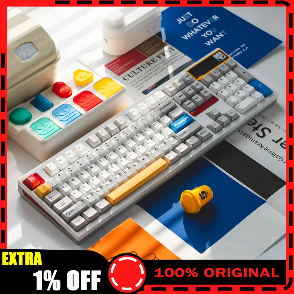 

TICKTYPE DP104 Wireless Mechanical Keyboard Tri Mode Keyboard Aluminium Alloy Hot Swap Keyboard With Screen PC Accessory Win/Mac