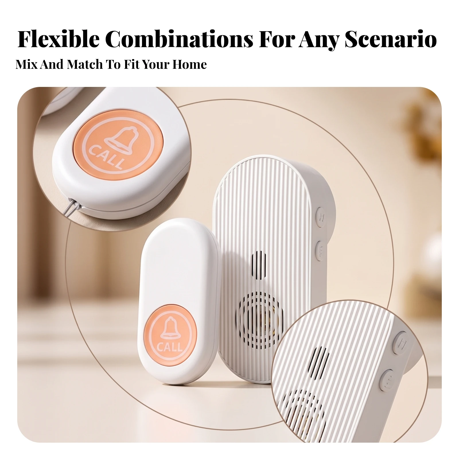 Call Bell System Wireless Caregiver Pager Ribbed Front Handheld Call Button No WiFi