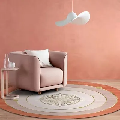 Round Cartoon Non-Slip Floor Mat for Living Room Chairs, Soft Rug, Sun, Moon, Stars, Modern