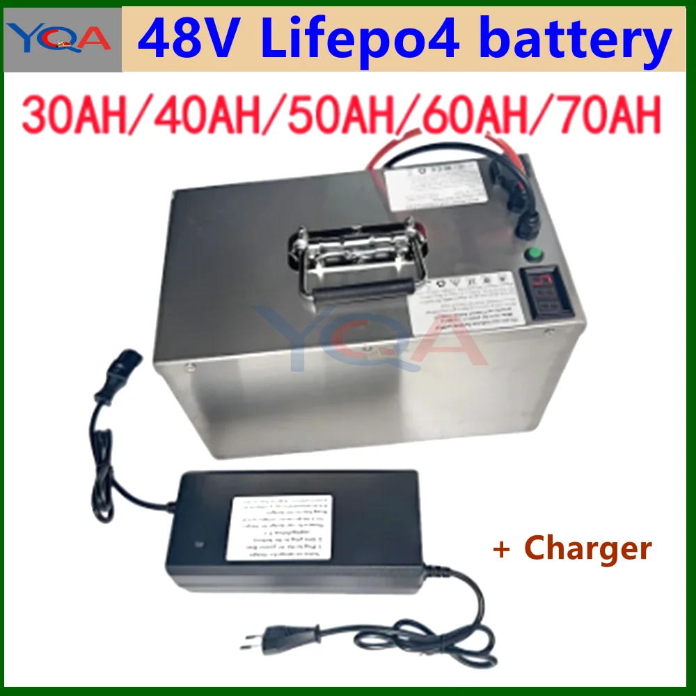 48V lifepo4 battery 50Ah 60AH 40AH 30Ah 70Ah with BMS 15S for tricycle scooter bike go kart Electric Vehicles+ Charger