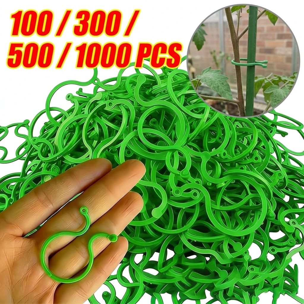 100Pcs Plant Clips for Climbing Plants,Tomato Trellis Garden Vine Strapping Bundled Buckle Clips Plastic Trellis Plant Support