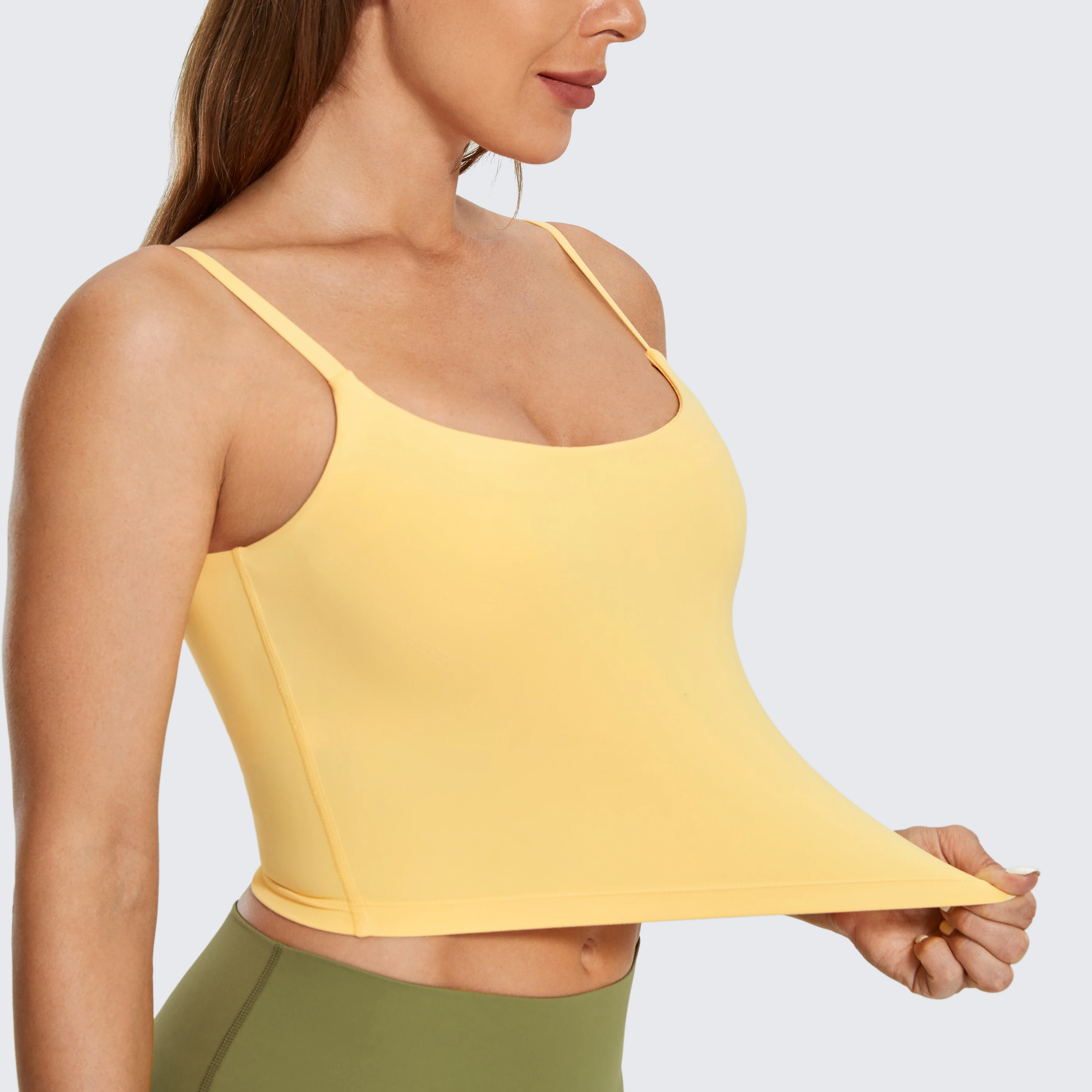 Crop Top with Built in Bra Backless Yoga Workout Tank Top Cute Longline Sports Bras for Women Open Back Bra Cami