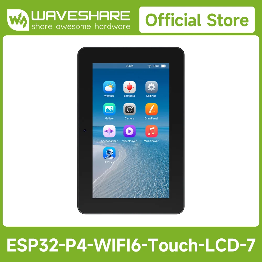 Waveshare ESP32-P4-WIFI6 7/8/10,1 Zoll HMI All-in-One Touch-Display Entwicklungsboard, 10-Punkt-Touch, Duale Mikrofone/Lautsprecher