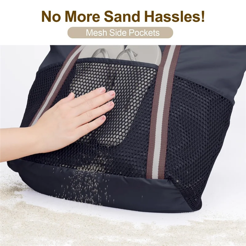 حقيبة شاطئ TEXU مقاومة للماء مع سحاب، حقيبة حمل شاطئ مقاومة للرمل للنساء، حقيبة حمل للسباحة والرحلات البحرية #2