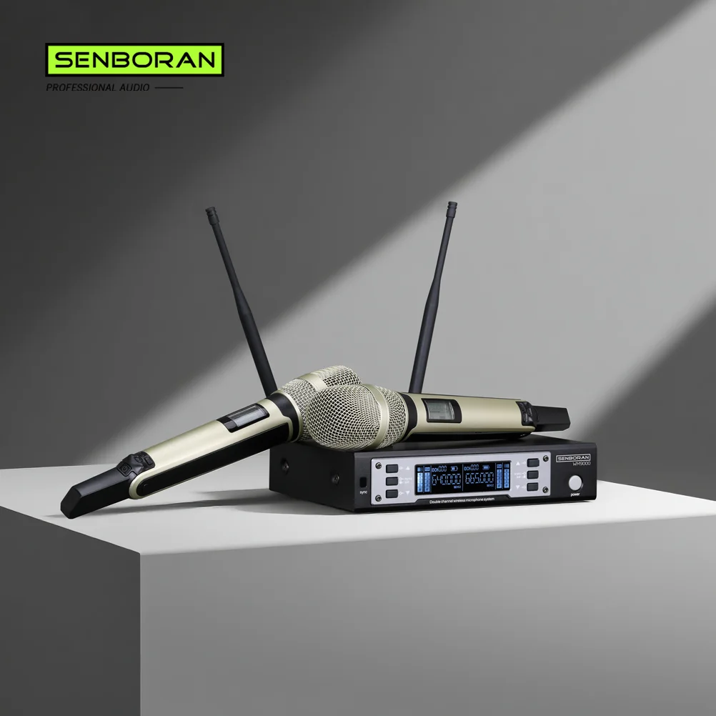 

SenboranWM9000 UHF 610-670MHz Stage Performance Home KTV Professional Dual-wireless Microphone Dynamic Material Metal Microphone