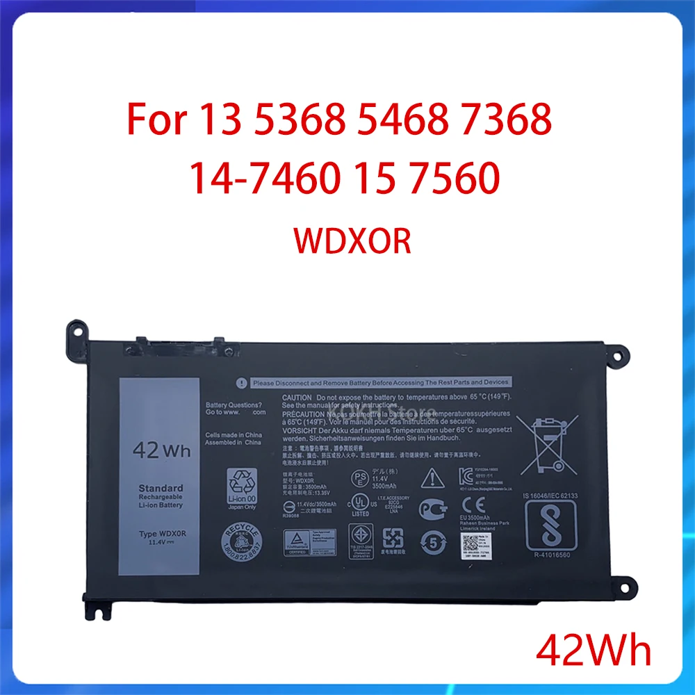 

NEW Original 42Wh 11.4V 3500mAh for Dell 13 5368 5468 7368 14-7460 15 7560 P69G P69G001 P58F P58F001 Laptop Battery WDXOR WDX0R