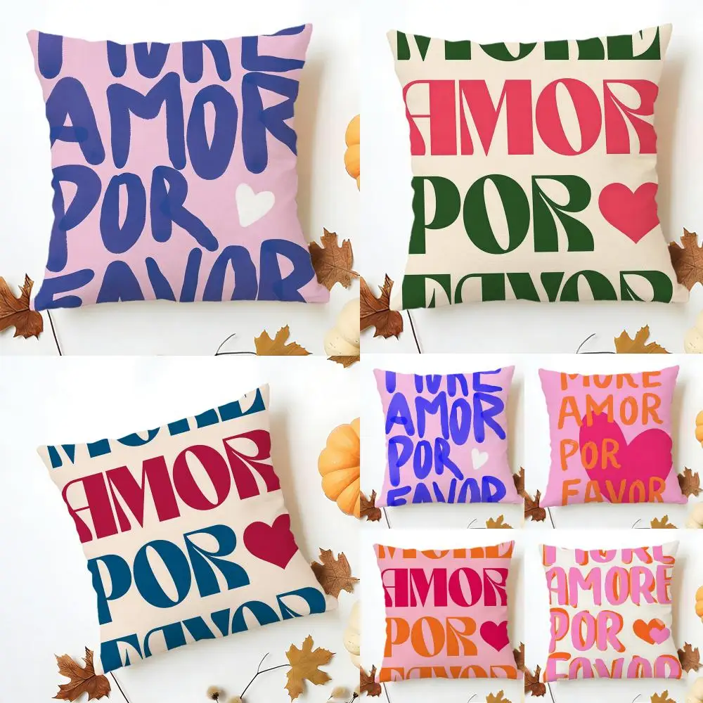 Romantic Passionate More amor por favor Cushion Cover Washable Linen comfort Soft  for Sofa Bed Cozy Home Room Decor