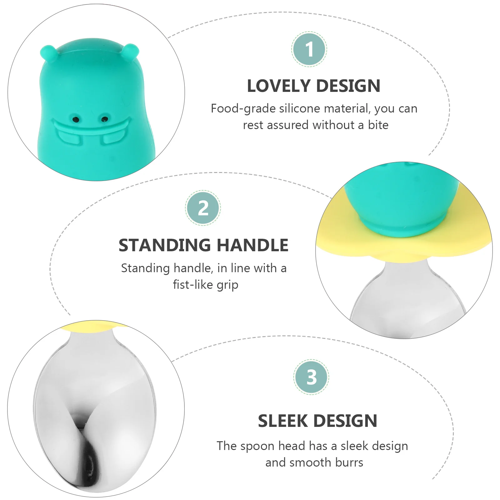 

1 комплект, детская вилка, ложка, тренировочная посуда для малышей, силиконовая нескользящая посуда из нержавеющей стали для кормления детей