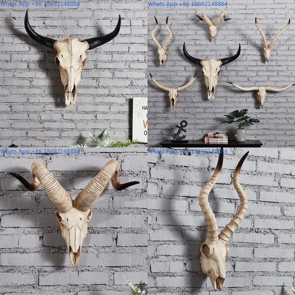 

Creative Wall Mount Animal Decor Sheep Cow Skull Hanging Ornament Vintage Style