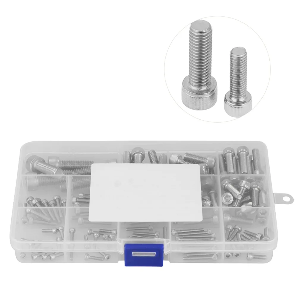 

135Pcs M2.5-M8 Hex Head Cap Screw Metric Thread Hexagon Head Cap Screws Stainless Fastener Assortment Set
