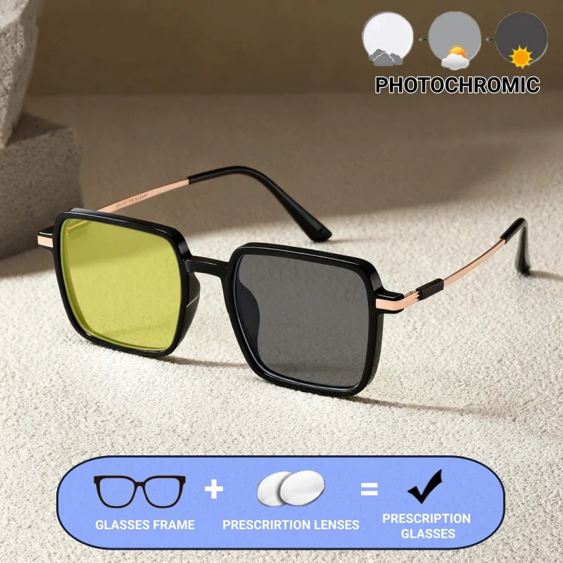 調光ブルーライトカットカスタムメイドメガネ-個性的なユニセックス眼鏡レンズ-度付き対応-目の保護