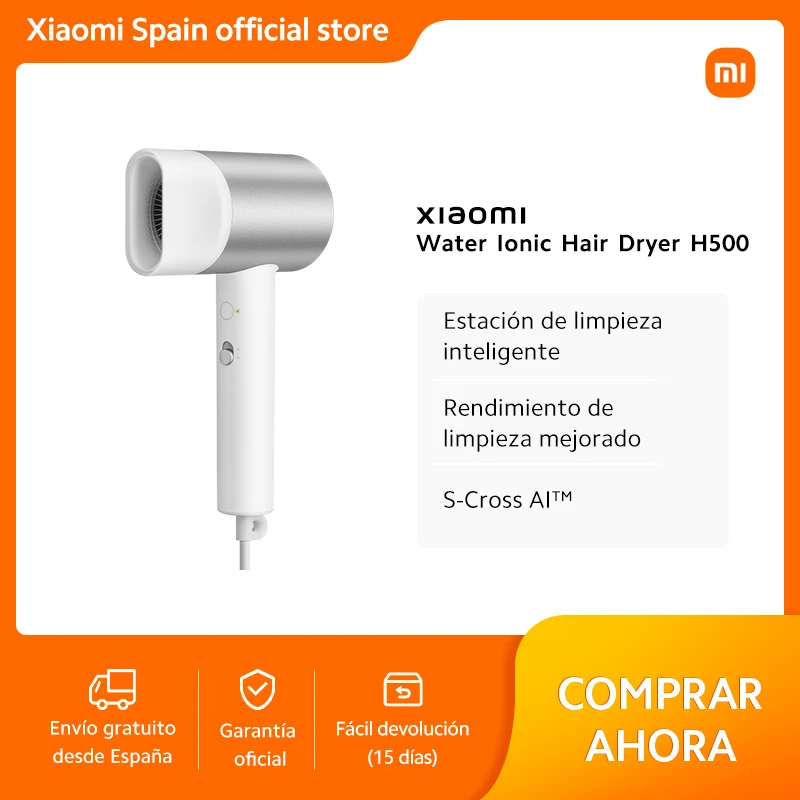 Official｜Xiaomi Water Ionic Hair Dryer H500｜Terapia de iones de agua doble｜Flujo de aire ultraalto de 20 m/s｜Cuerpo de metal