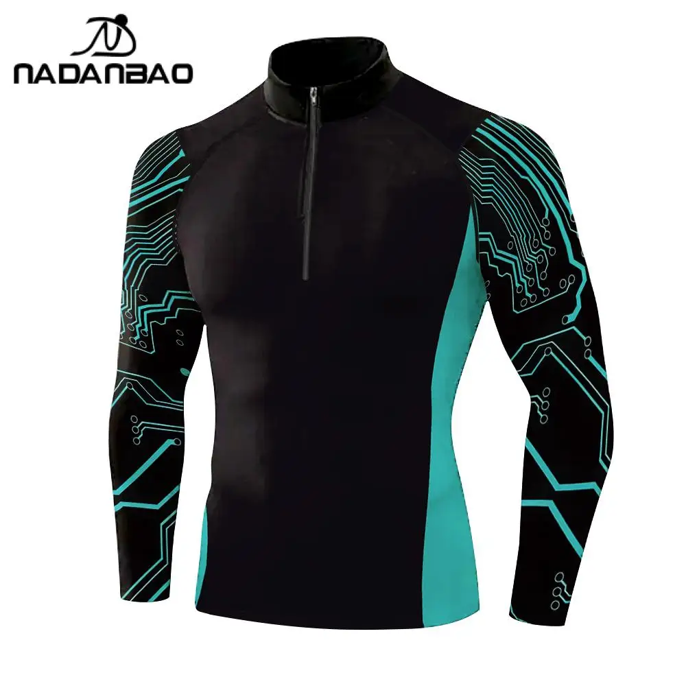 Nadanbao Summer Swimming T-Shirt Men Swimsuit Diving Suits Zipper Jersey Uv Protection Clothes Drying Surfing Beachwear Swimwear