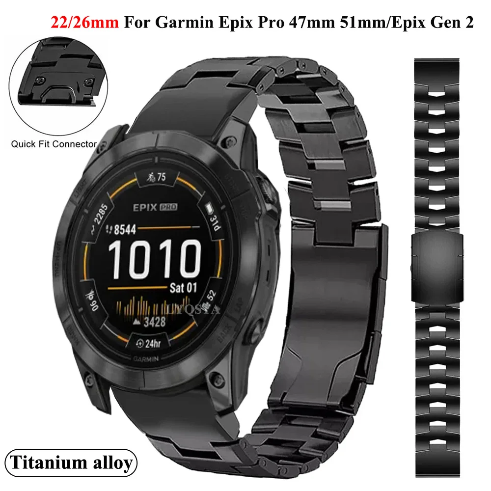 22mm 26mm Quickfit Smart Watch Straps For Garmin Fenix 7 7X Pro Epix Pro 47 51mm 6 6X Pro 3HR Enduro 2 Titanium Alloy Wristband