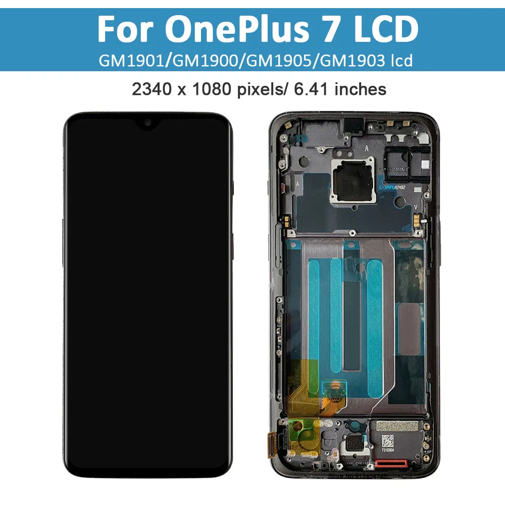 6.41 \'\'Lcd per Oneplus 7 LCD con cornice Touch panel assembly one plus 7 display LCD digitalizzatore per 1 7 strumenti gratuiti LCD