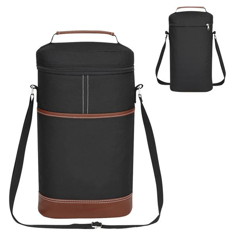 Bolsa aislante para botella de vino, refrigerador de 7L para vino, 2 botellas térmicas para bebidas, cerveza, portátil para exteriores, portador de