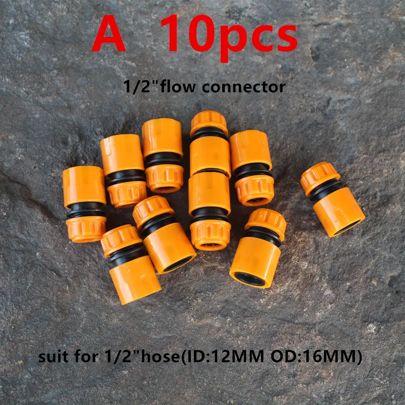 10pcs Garden 1/2'' 16mm Hose Quick Connector Pipe Coupler Stop Water Connector Replace Car Wash Irrigation Tube Repair Joint